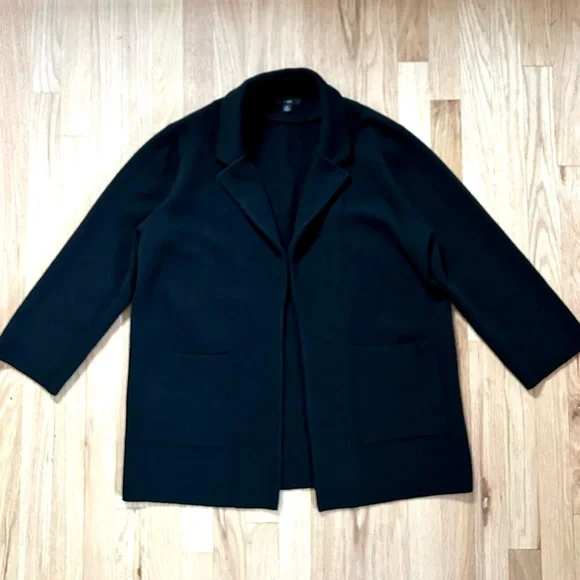 J.CREW open front sweater blazer black relaxed fit office work size L - Picture 3 of 11